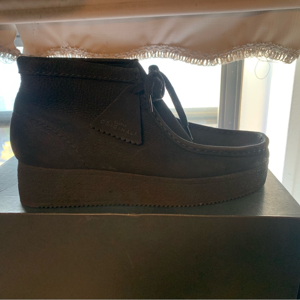 Clarks Wallabees Wedge Black Nubuck Shoes